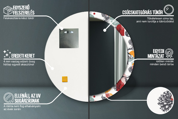Bedrukte ronde spiegel Abstractie met vogels
