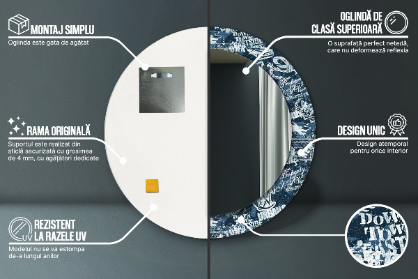 Ronde spiegel met decoratie Collage