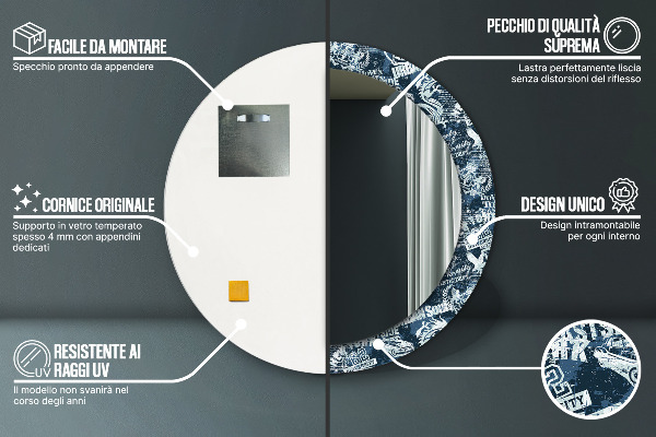 Ronde spiegel met decoratie Collage