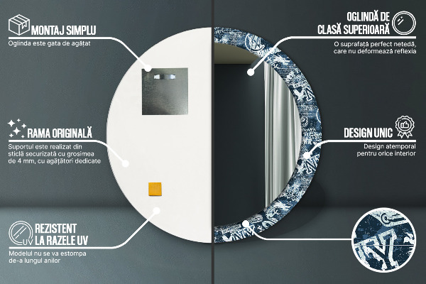 Ronde spiegel met decoratie Collage