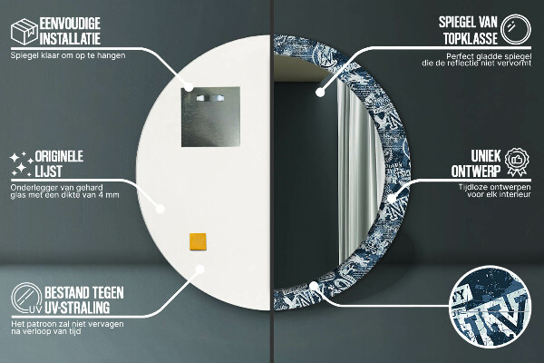 Ronde spiegel met decoratie Collage