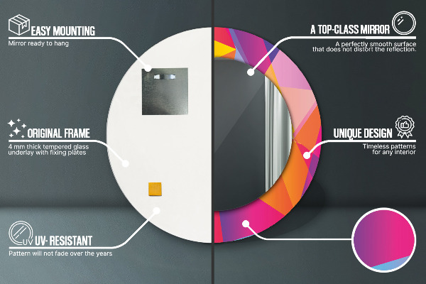 Ronde wandspiegel met print Geometrische compositie