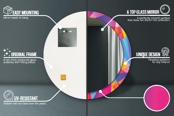 Ronde wandspiegel met print Geometrische compositie