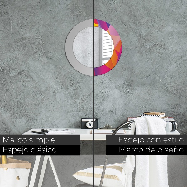 Ronde wandspiegel met print Geometrische compositie