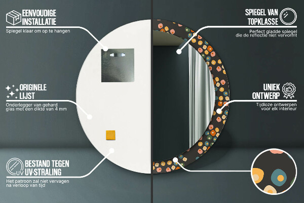 Bedrukte ronde spiegel Bloem stippen