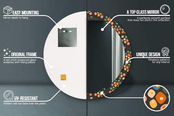 Bedrukte ronde spiegel Bloem stippen