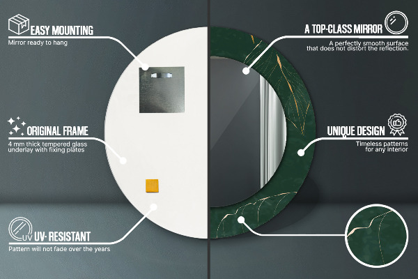 Ronde spiegel met decoratie Fijne gouden bladeren