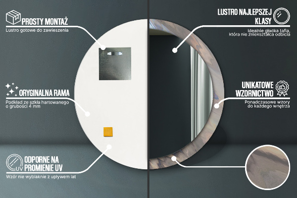 Bedrukte ronde spiegel Holografische textuur