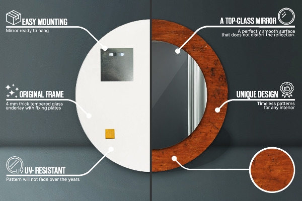 Ronde spiegel met decoratie Natuurlijk hout