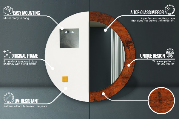 Ronde spiegel met decoratie Natuurlijk hout