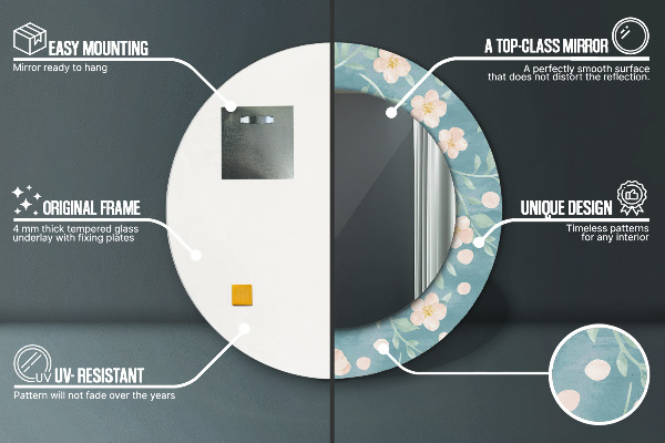 Ronde spiegel met decoratie Bloemenpatroon