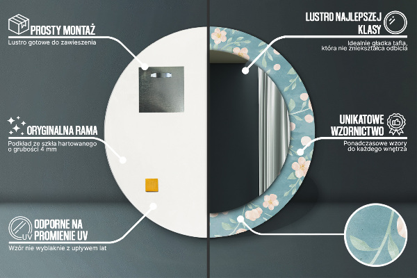 Ronde spiegel met decoratie Bloemenpatroon