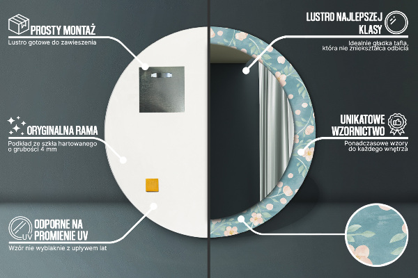 Ronde spiegel met decoratie Bloemenpatroon