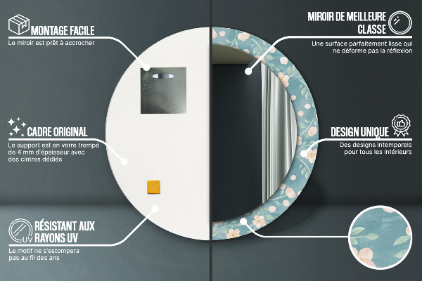 Ronde spiegel met decoratie Bloemenpatroon