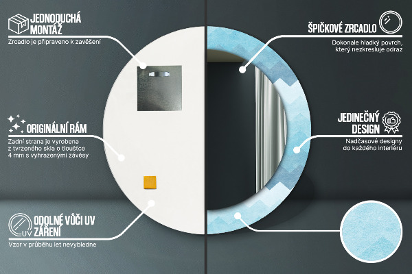Bedrukte ronde spiegel Chevron-patroon
