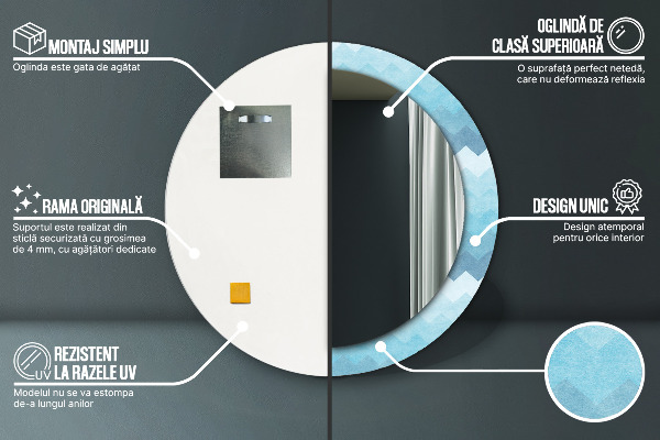 Bedrukte ronde spiegel Chevron-patroon