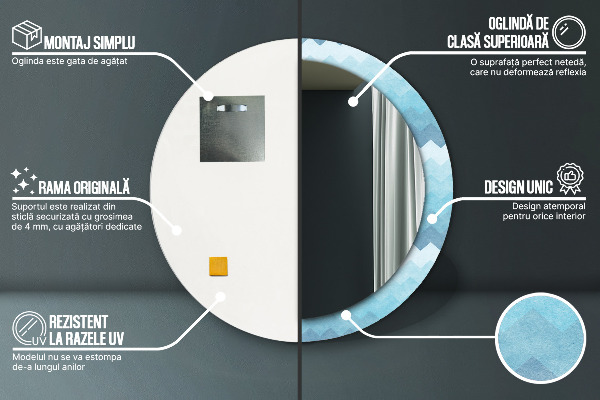 Bedrukte ronde spiegel Chevron-patroon
