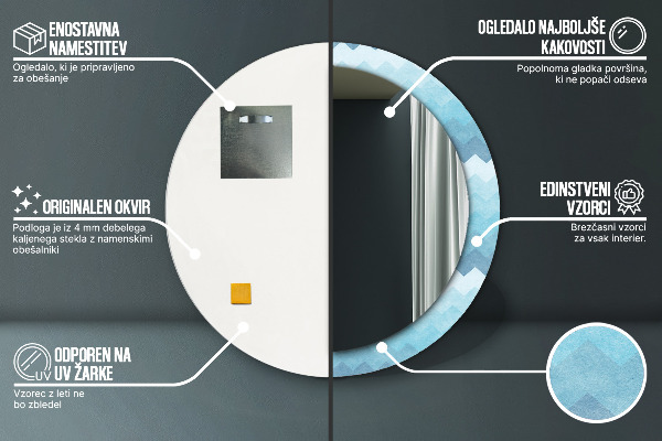 Bedrukte ronde spiegel Chevron-patroon