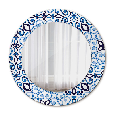 Bedrukte ronde spiegel Blauw Arabisch patroon