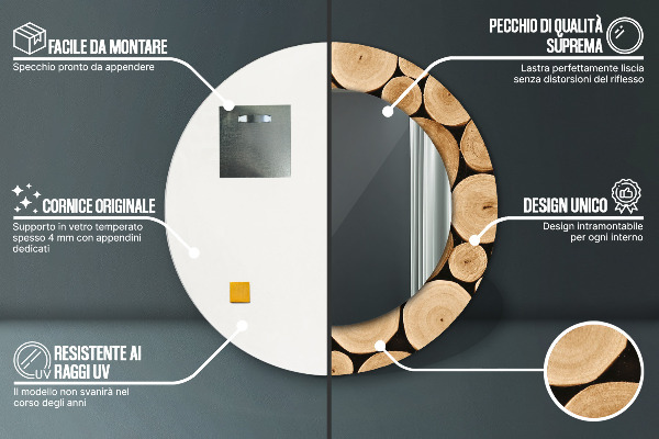 Bedrukte ronde spiegel Houtblokken