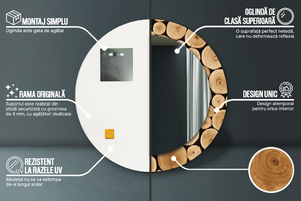 Bedrukte ronde spiegel Houtblokken