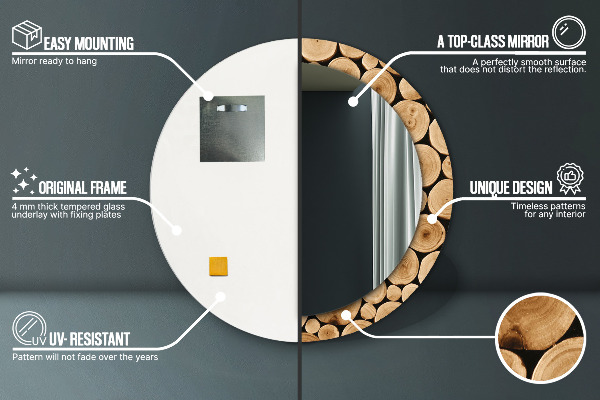Bedrukte ronde spiegel Houtblokken