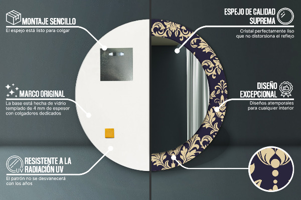 Ronde spiegel met decoratie Bloemenpatroon