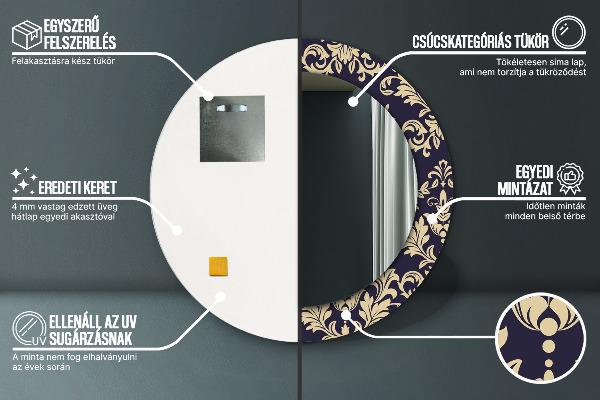 Ronde spiegel met decoratie Bloemenpatroon