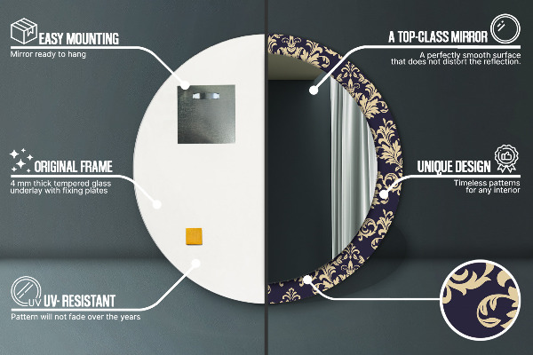 Ronde spiegel met decoratie Bloemenpatroon