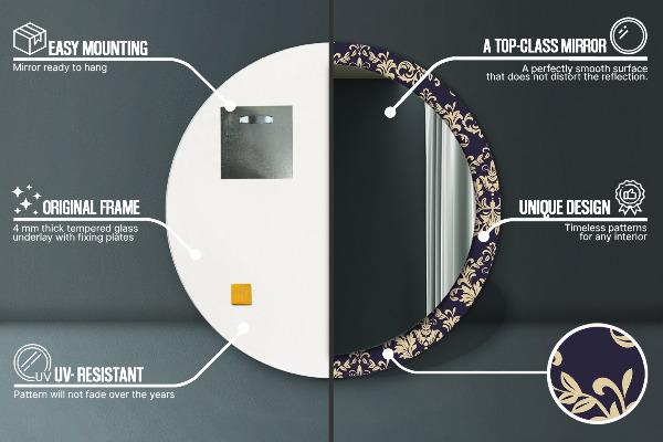 Ronde spiegel met decoratie Bloemenpatroon