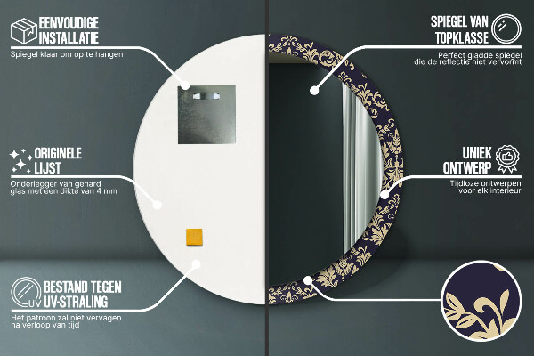 Ronde spiegel met decoratie Bloemenpatroon