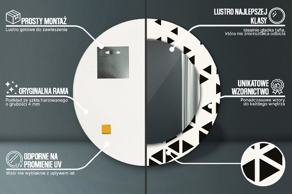 Ronde wandspiegel met print Abstract geometrisch