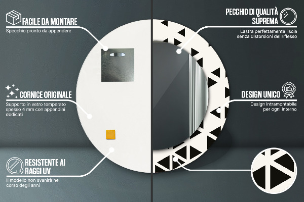 Ronde wandspiegel met print Abstract geometrisch