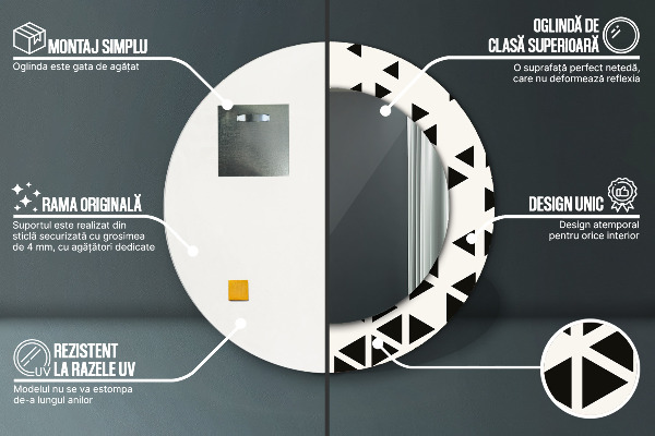 Ronde wandspiegel met print Abstract geometrisch