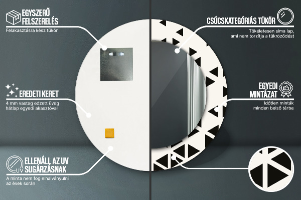 Ronde wandspiegel met print Abstract geometrisch