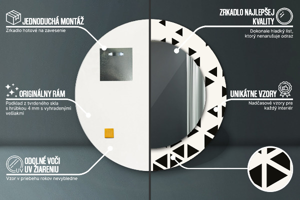 Ronde wandspiegel met print Abstract geometrisch