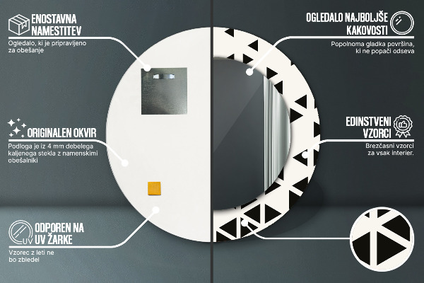 Ronde wandspiegel met print Abstract geometrisch