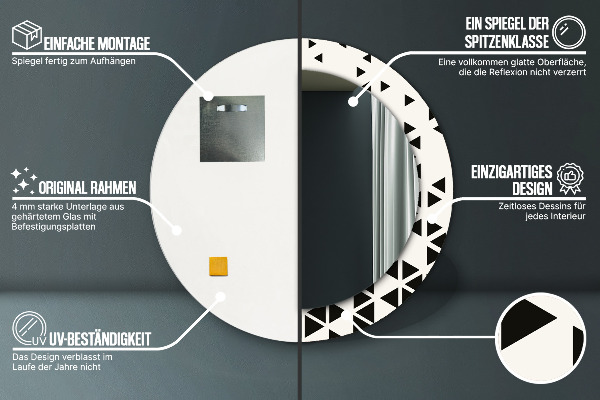 Ronde wandspiegel met print Abstract geometrisch