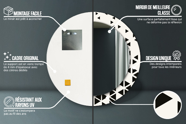 Ronde wandspiegel met print Abstract geometrisch