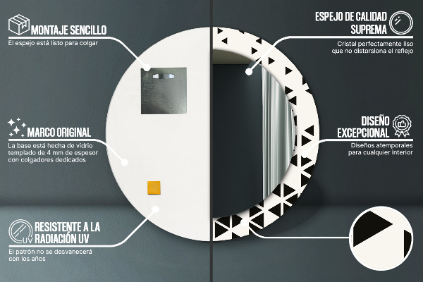 Ronde wandspiegel met print Abstract geometrisch