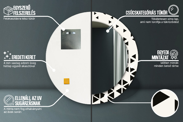 Ronde wandspiegel met print Abstract geometrisch