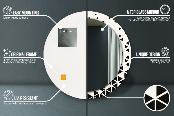 Ronde wandspiegel met print Abstract geometrisch