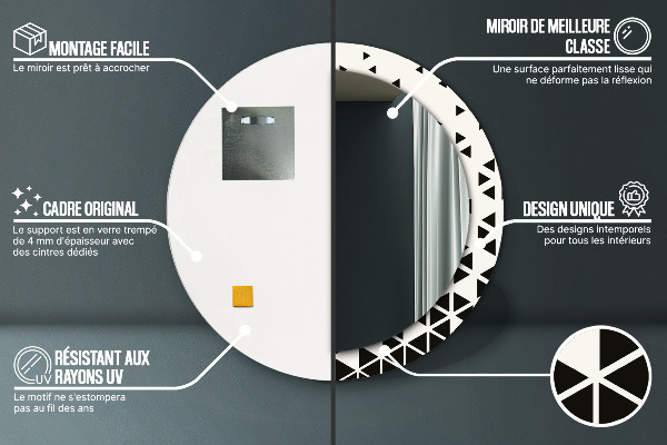 Ronde wandspiegel met print Abstract geometrisch