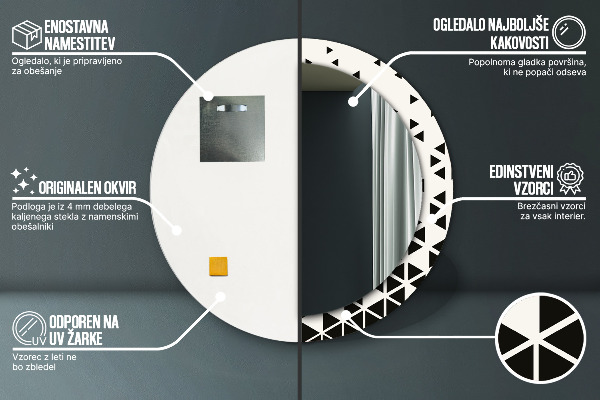 Ronde wandspiegel met print Abstract geometrisch
