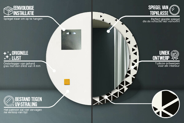 Ronde wandspiegel met print Abstract geometrisch