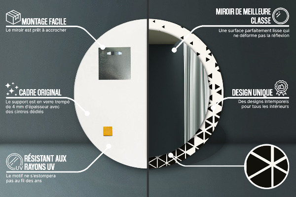 Ronde wandspiegel met print Abstract geometrisch