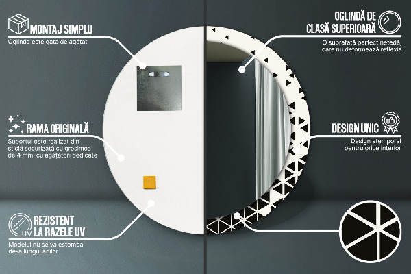 Ronde wandspiegel met print Abstract geometrisch