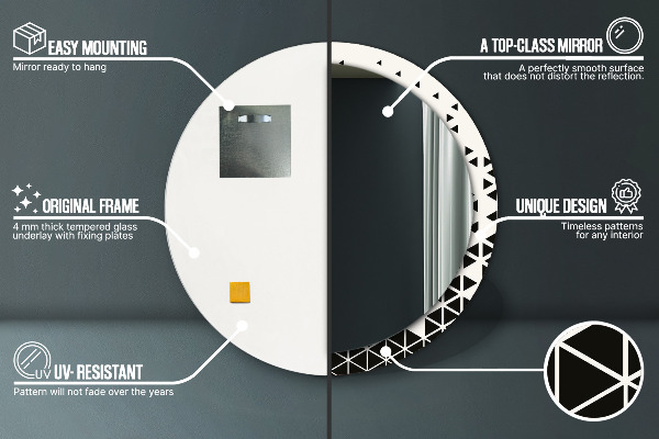 Ronde wandspiegel met print Abstract geometrisch