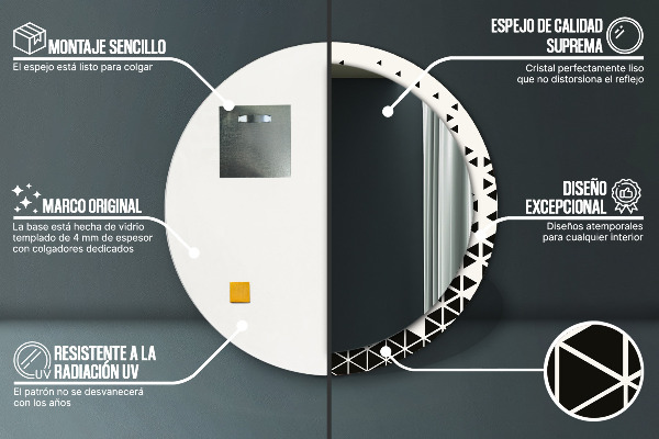 Ronde wandspiegel met print Abstract geometrisch