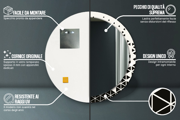 Ronde wandspiegel met print Abstract geometrisch
